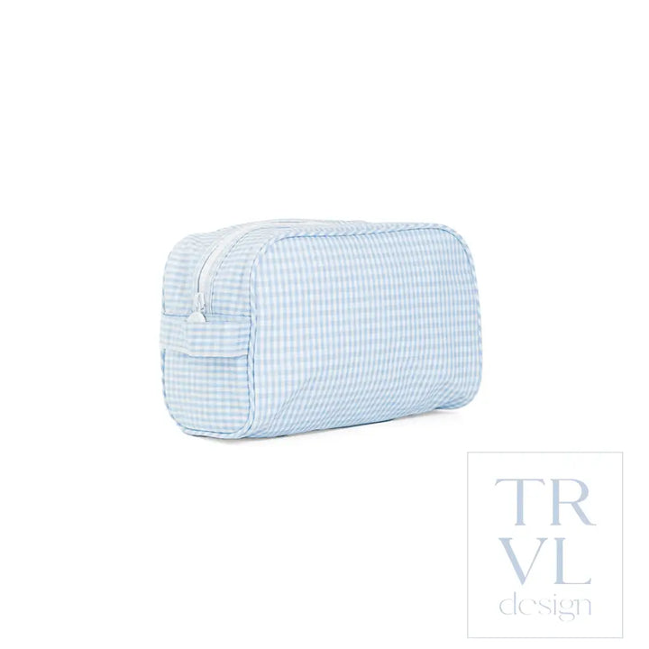 Dopp Bag - Stowaway Toiletry Bag - Gingham Mist - Cosmetic & Toiletry Bags