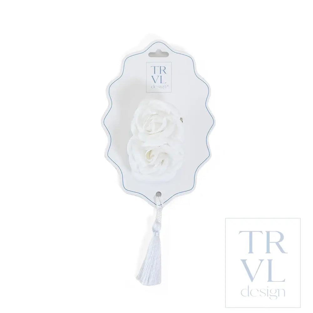 Signature Hair Accessories - Flower Clip Set 2 - Pre pack 2 - Gingham White - Hair Accessories