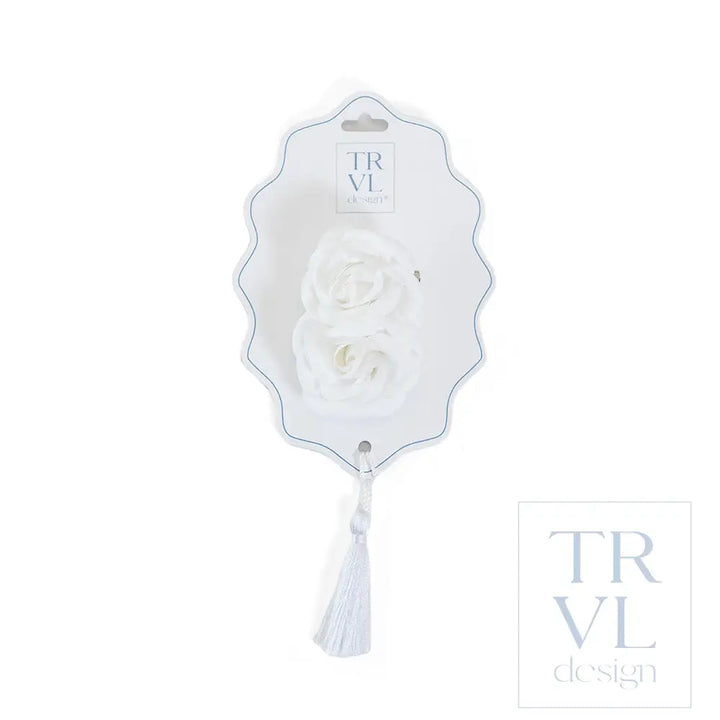Signature Hair Accessories - Flower Clip Set 2 - Pre pack 2 - Gingham White - Hair Accessories