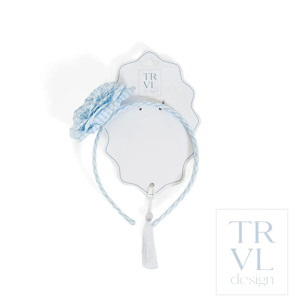 SIgnraure Hair Accessories - Lg Ging Flower Headband - pre pack 2 - Gingham Mist - Hair Accessories