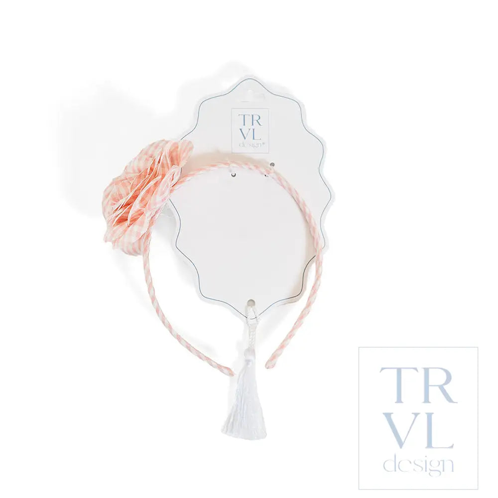 SIgnraure Hair Accessories - Lg Ging Flower Headband - pre pack 2 - Gingham Taffy - Hair Accessories