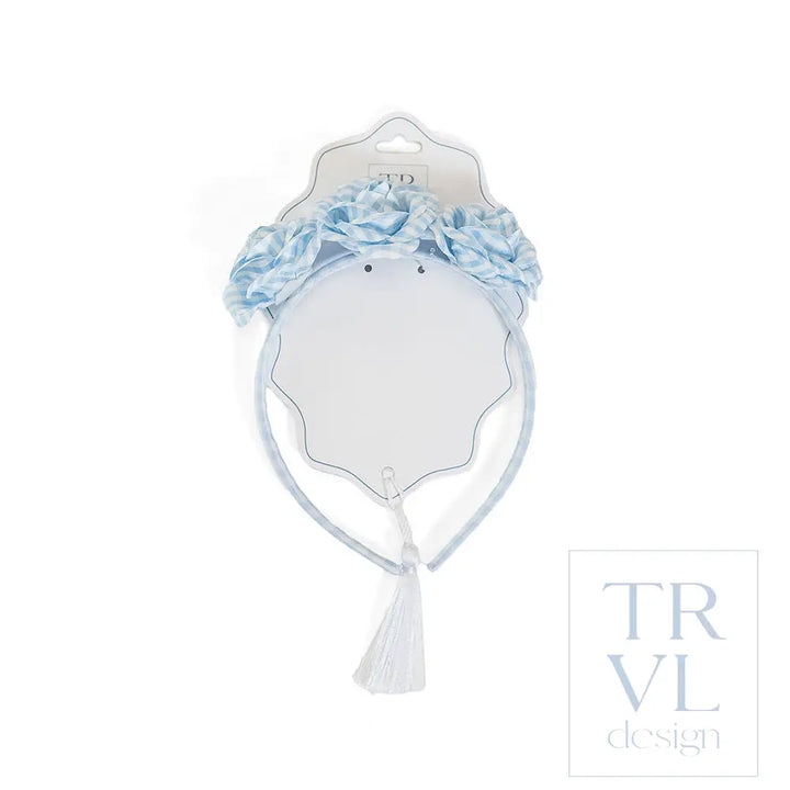 Signature Hair Accessories - Trio Flower Headband - Pre pack 2 - Gingham Mist - Hair Accessories