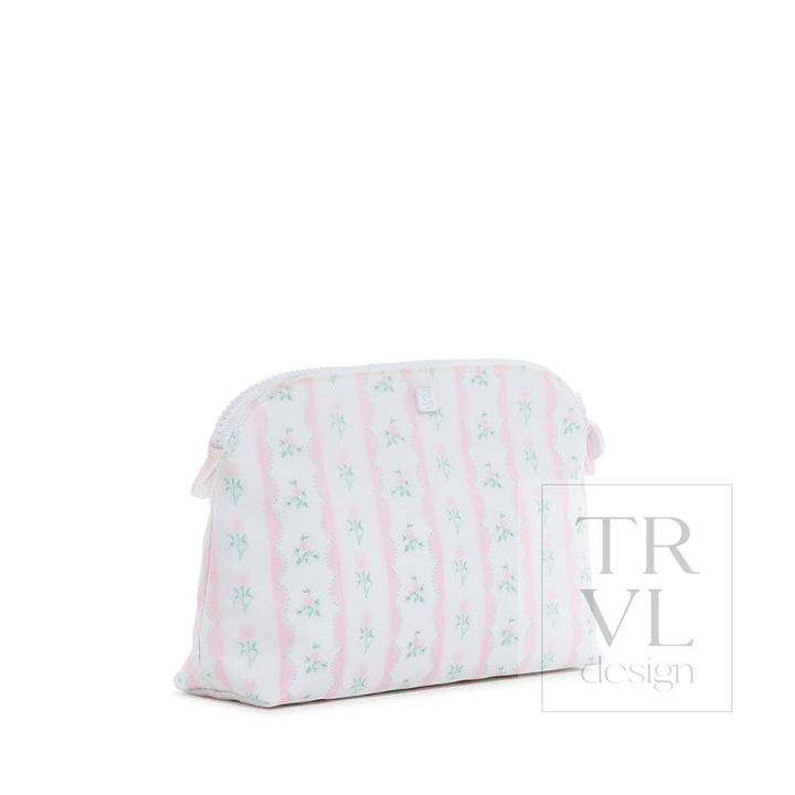 Goodie Cosmetic Bag - Ribbon Floral Pink Cosmetic &amp; Toiletry Bags