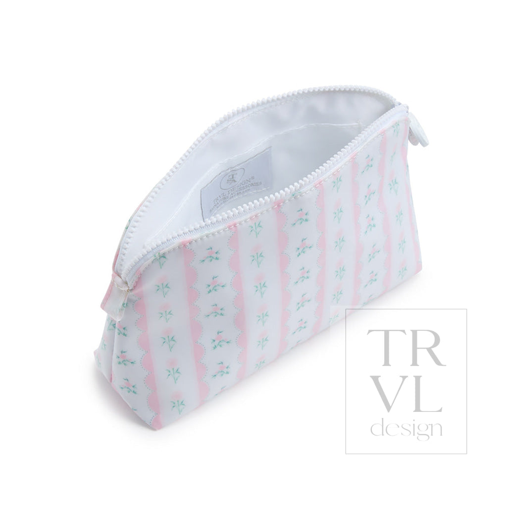 Goodie Cosmetic Bag - Ribbon Floral Pink Cosmetic &amp; Toiletry Bags