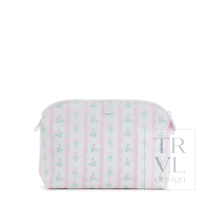 Goodie Cosmetic Bag - Ribbon Floral Pink Cosmetic &amp; Toiletry Bags