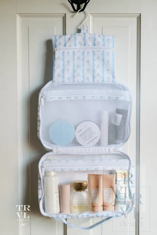 Bundle Up Hanging Toiletry Bag - Ribbon Floral Blue