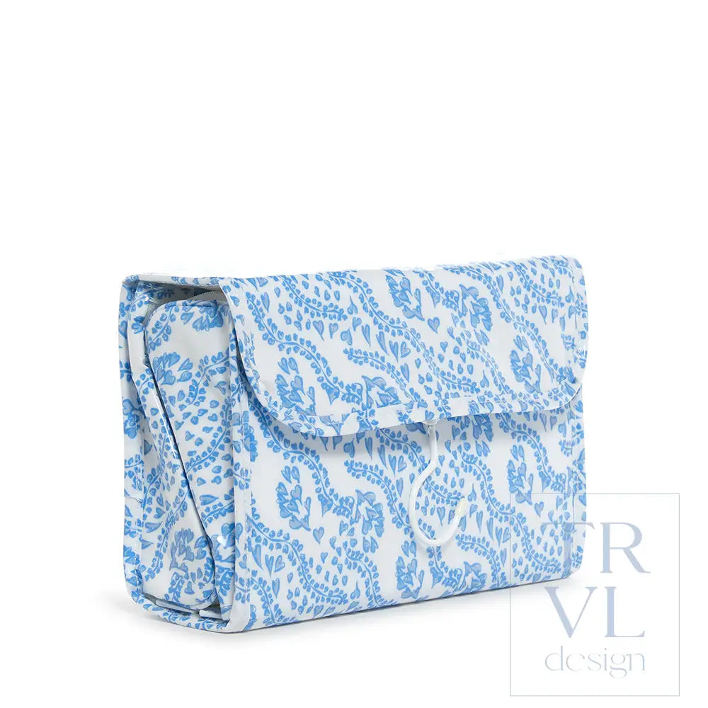 Luxe Gloss Hanging Toiletry Case - All Heart Blue Cosmetic & Bags