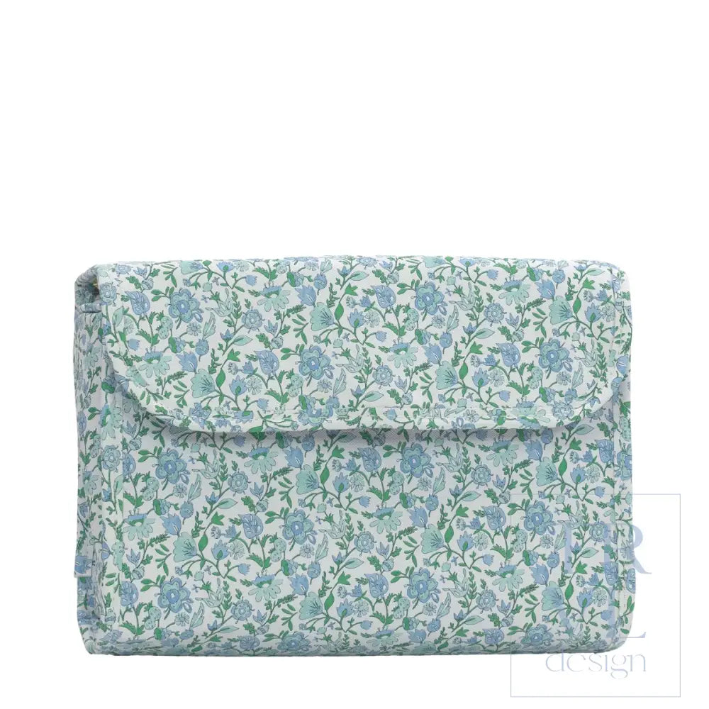 Hanging Toiletry Case - Hamptons Floral with Chambray Pinstripe Liner - Cosmetic & Toiletry Bags
