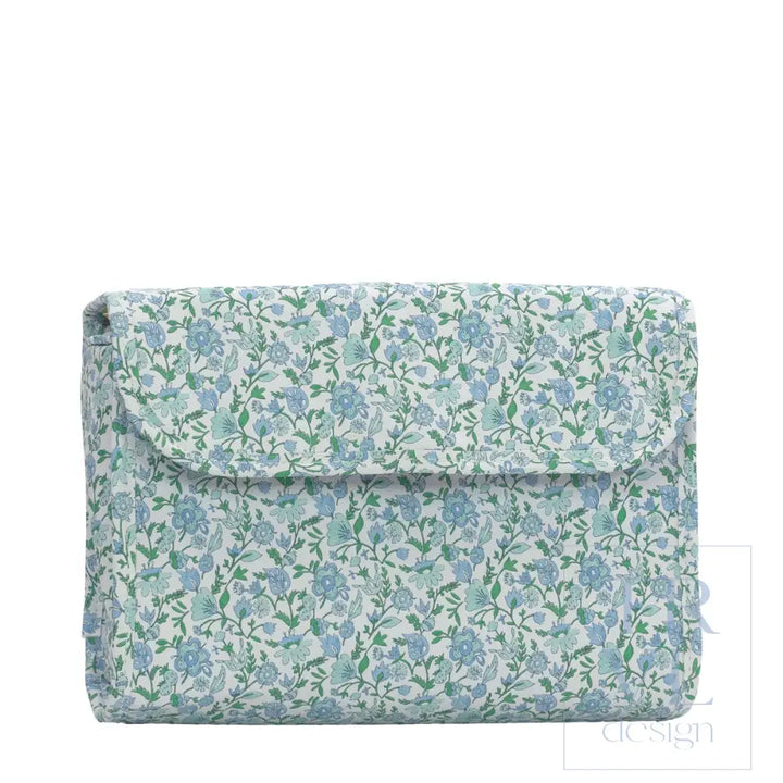 Hanging Toiletry Case - Hamptons Floral with Chambray Pinstripe Liner - Cosmetic & Toiletry Bags
