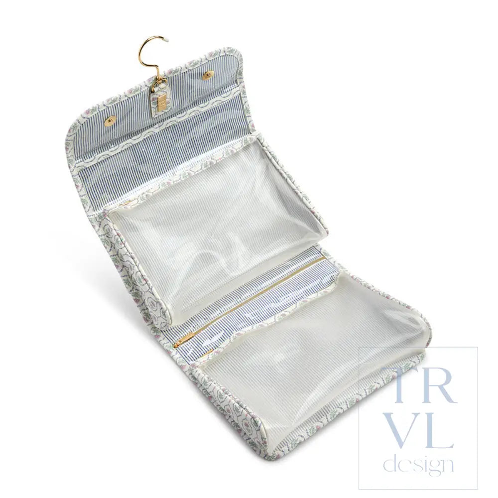 Luxe Hanging Toiletry Antibes With Navy Pinstripe Liner *New!