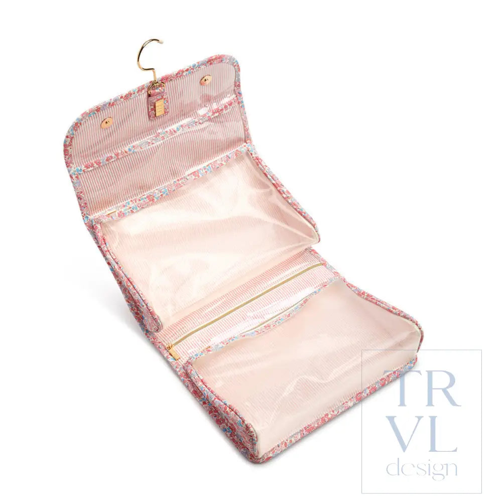 Luxe Hanging Toiletry Case Marseille With Pink Pinstripe Liner *New!