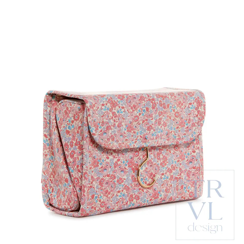 Luxe Hanging Toiletry Case Marseille With Pink Pinstripe Liner *New!