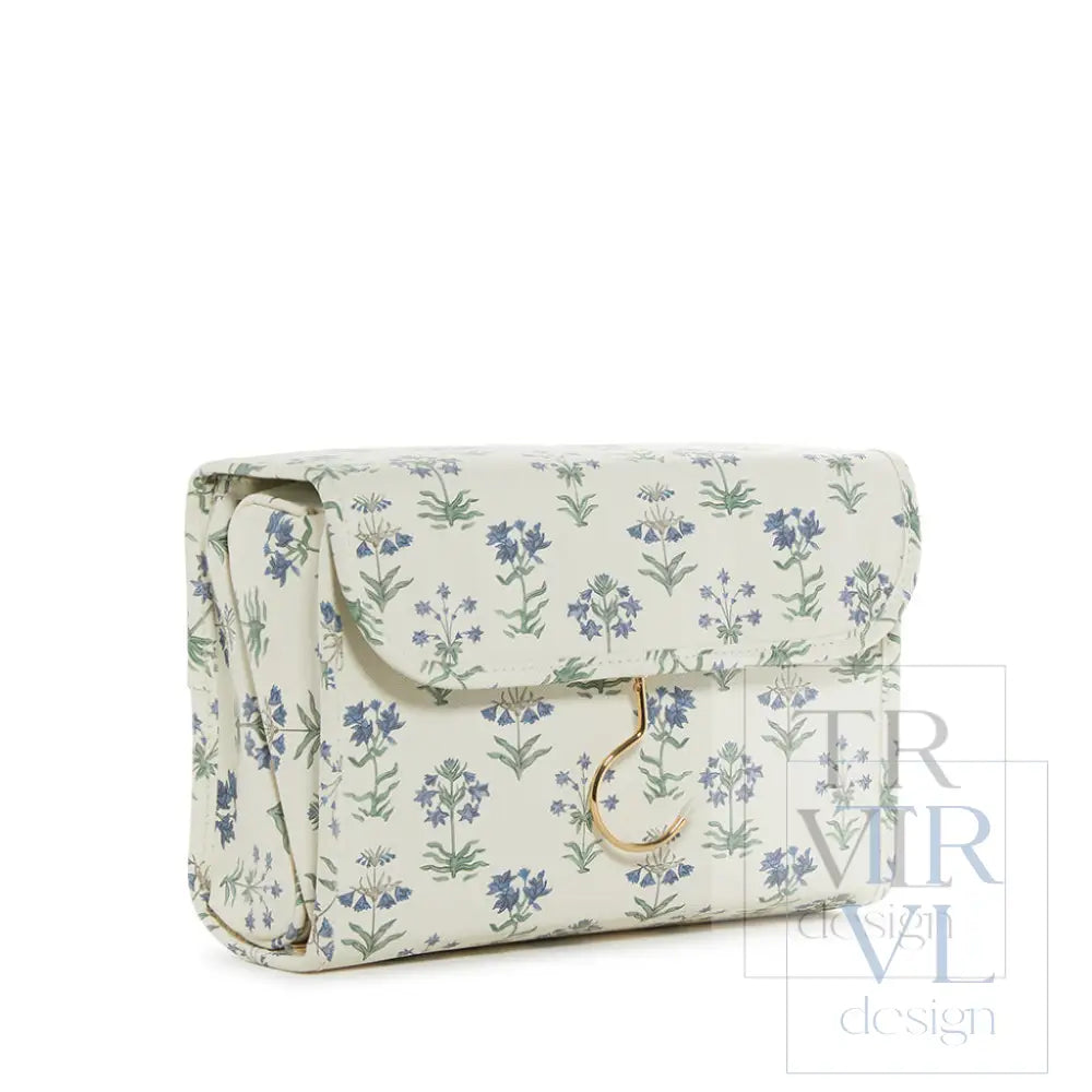 Luxe Hanging Toiletry Case Provence With Green Pinstripe Liner Provence