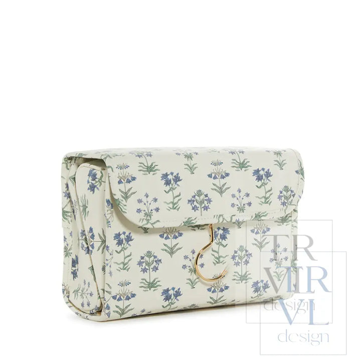 Luxe Hanging Toiletry Case Provence With Green Pinstripe Liner Provence