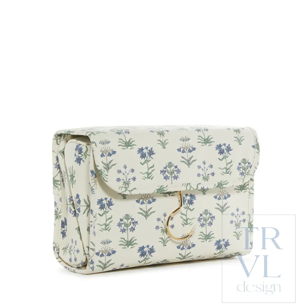 Luxe Hanging Toiletry Case Provence With Green Pinstripe Liner Provence