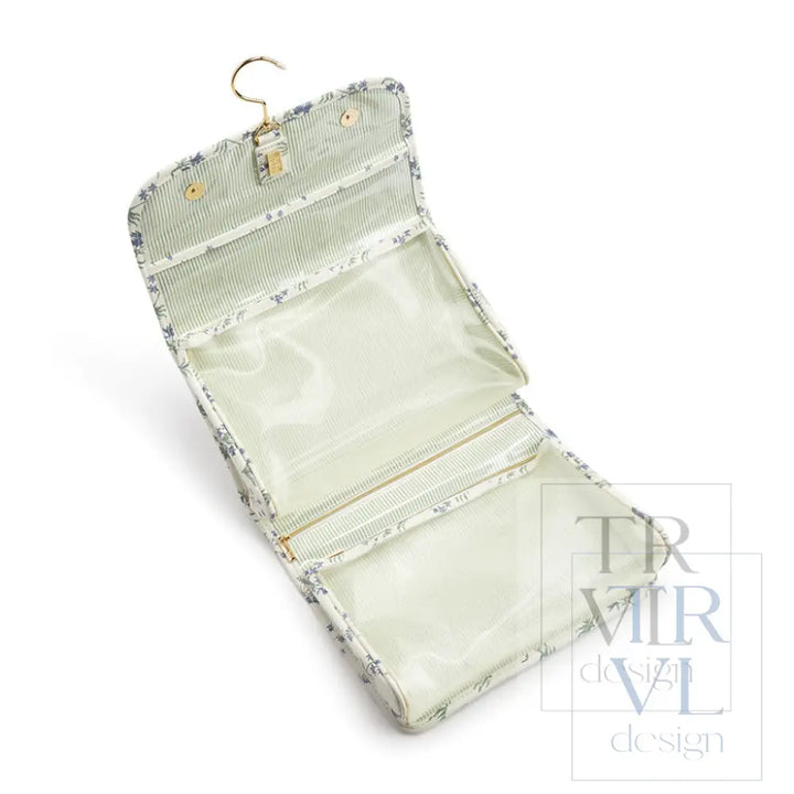 Luxe Hanging Toiletry Case Provence With Green Pinstripe Liner