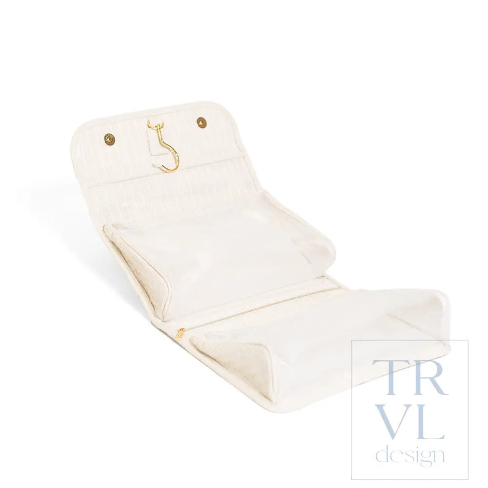 LUXE Hanging Toiletry Case - WOVEN SAND - Cosmetic & Toiletry Bags