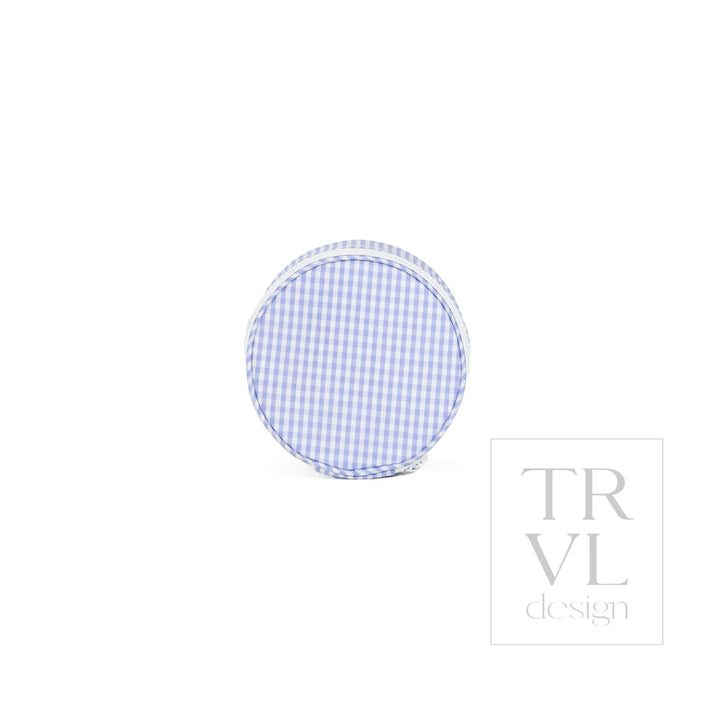 JEWEL ROUND CASE - GINGHAM LILAC - Jewelry Holders