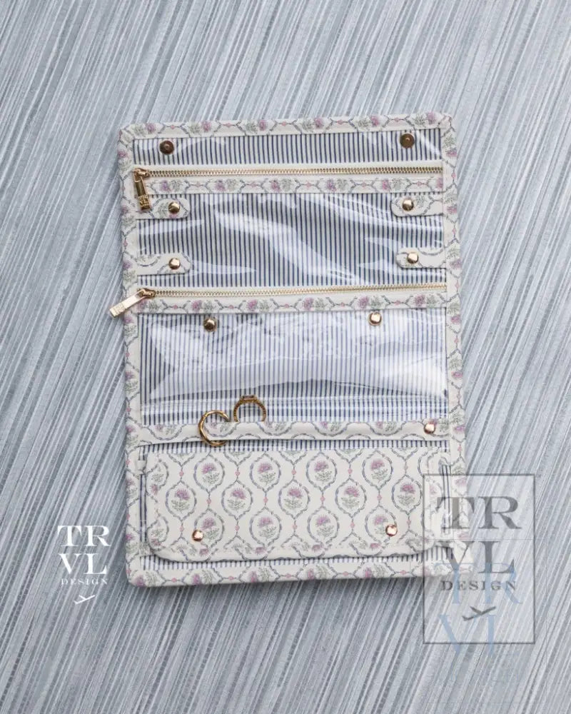 Luxe Jewelry Wallet - Antibes With Navy Pinstripe Liner