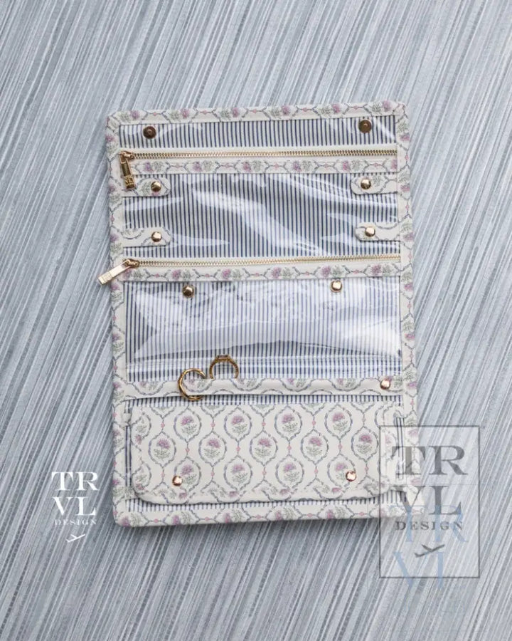 Luxe Jewelry Wallet - Antibes With Navy Pinstripe Liner