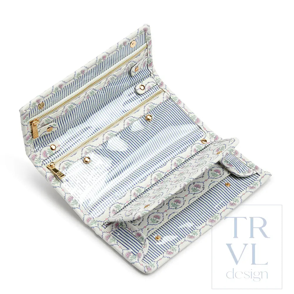 Jewelry Case - Jewel Wallet - Antibes with Navy Pinstripe Liner - Jewelry Holders