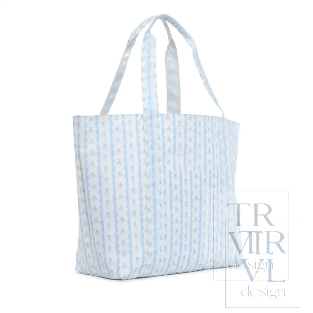 JUMBO TOTE - X-Large Tote RIBBON FLORAL BLUE - Tote Bags