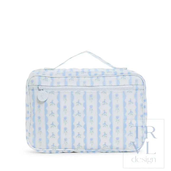 Jumbo Tote + Bundle Up Set - Ribbon Floral Blue *2 PC SET - Tote Bags