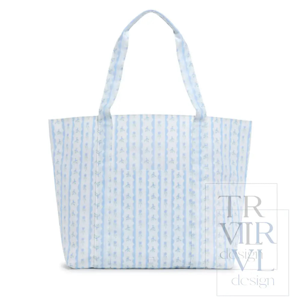 JUMBO TOTE - X-Large Tote RIBBON FLORAL BLUE - Tote Bags