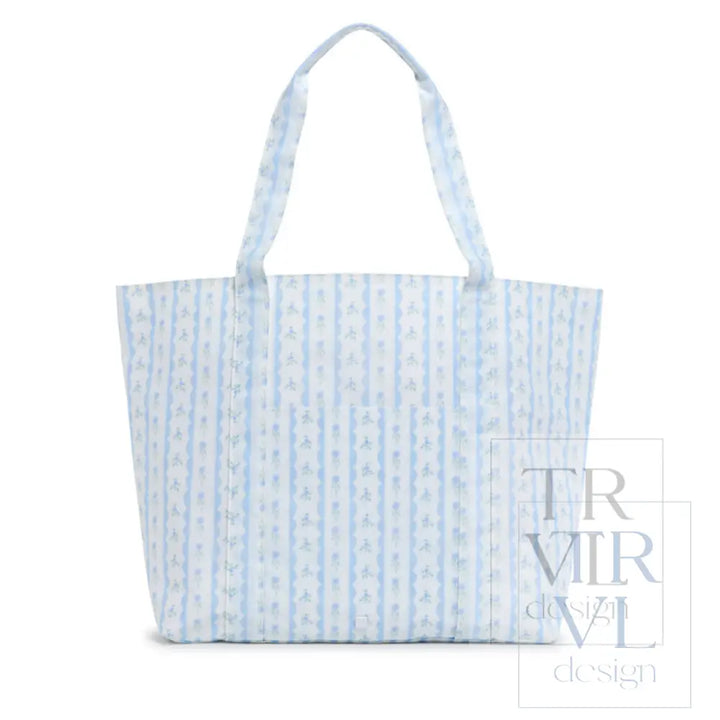 JUMBO TOTE - X-Large Tote RIBBON FLORAL BLUE - Tote Bags