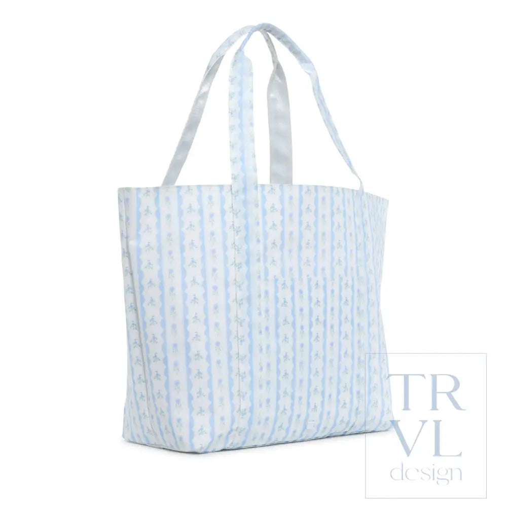 Jumbo Tote + Bundle Up Set - Ribbon Floral Blue - Tote Bags