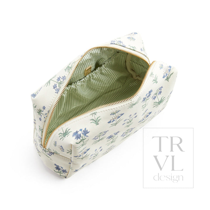 Luxe Provence Cosmetic Bag Everyday With Green Pinstripe Liner Cosmetic Bags