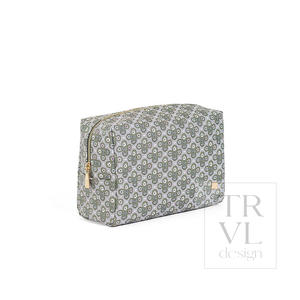 LUXE Everyday Cosmetic Bag - SURREY with Green Pinstripe Liner - Cosmetic &amp; Toiletry Bags