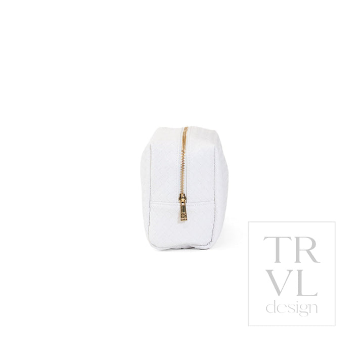 LUXE EVERYDAY Cosmetic Bag - WOVEN BLANC - Cosmetic &amp; Toiletry Bags