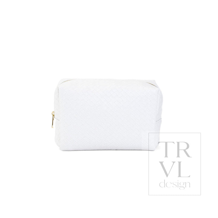 LUXE EVERYDAY Cosmetic Bag - WOVEN BLANC - Cosmetic &amp; Toiletry Bags