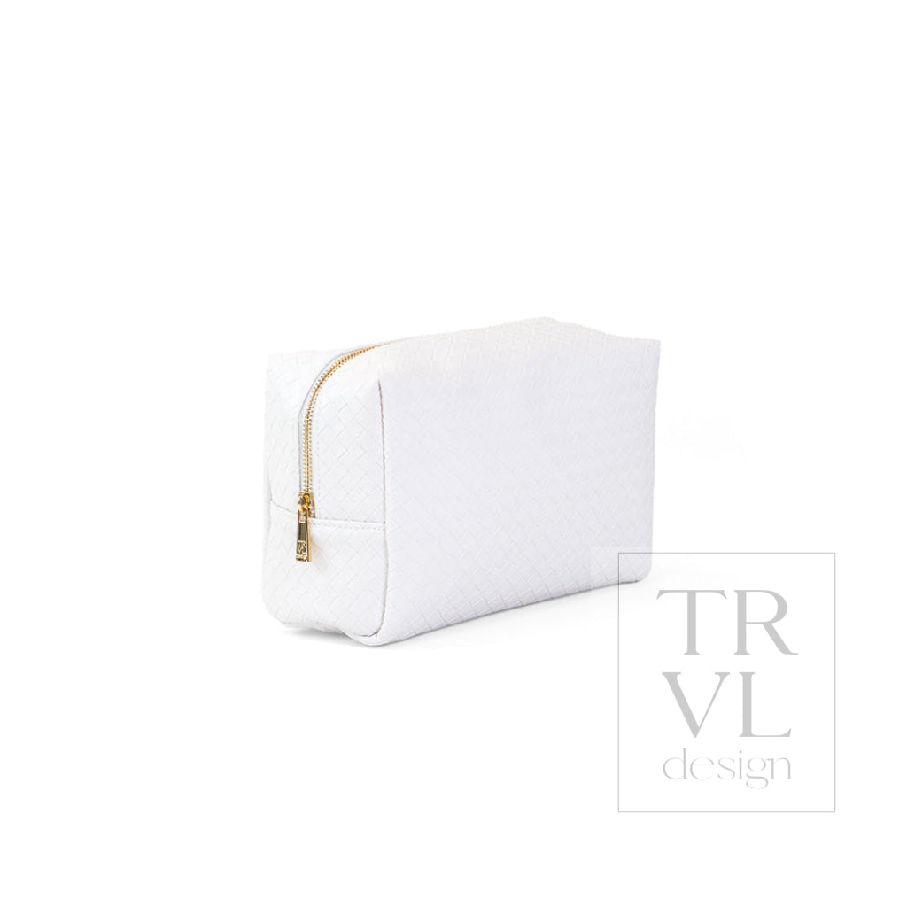 LUXE EVERYDAY Cosmetic Bag - WOVEN BLANC - Cosmetic &amp; Toiletry Bags