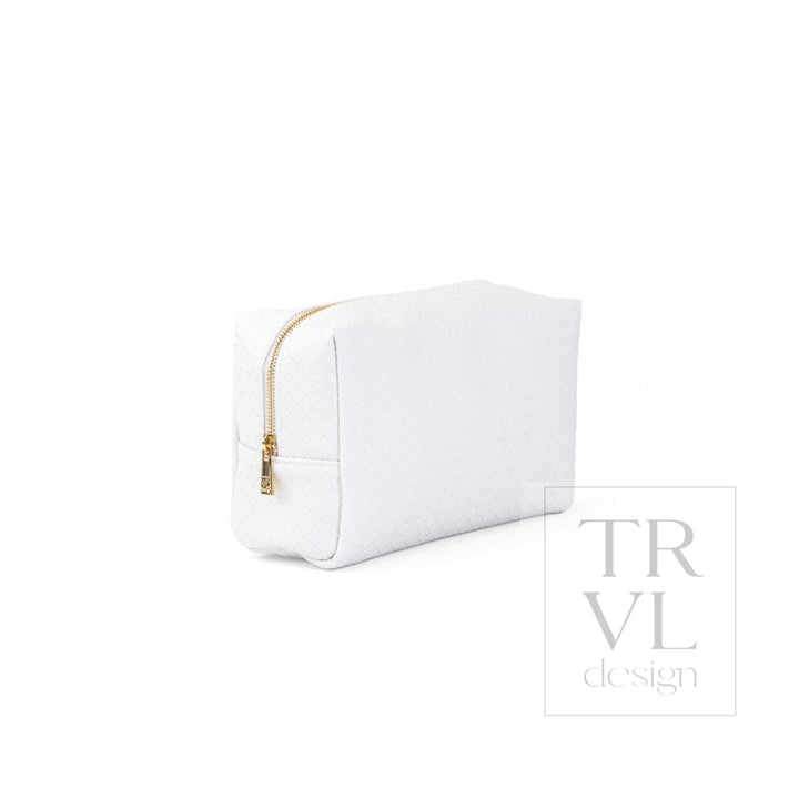LUXE EVERYDAY Cosmetic Bag - WOVEN BLANC - Cosmetic &amp; Toiletry Bags