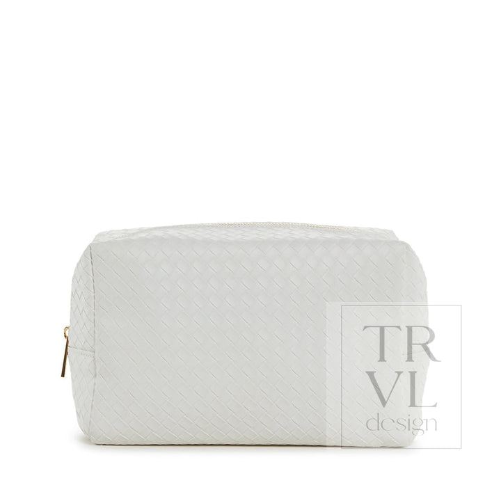 Luxe Bridal Everyday Cosmetic Bag - Woven White *New! White Cosmetic Bags
