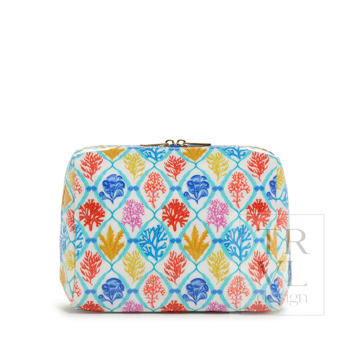 Luxe Gloss Double Zip Lg - Aqua Coral Cosmetic &amp; Toiletry Bags