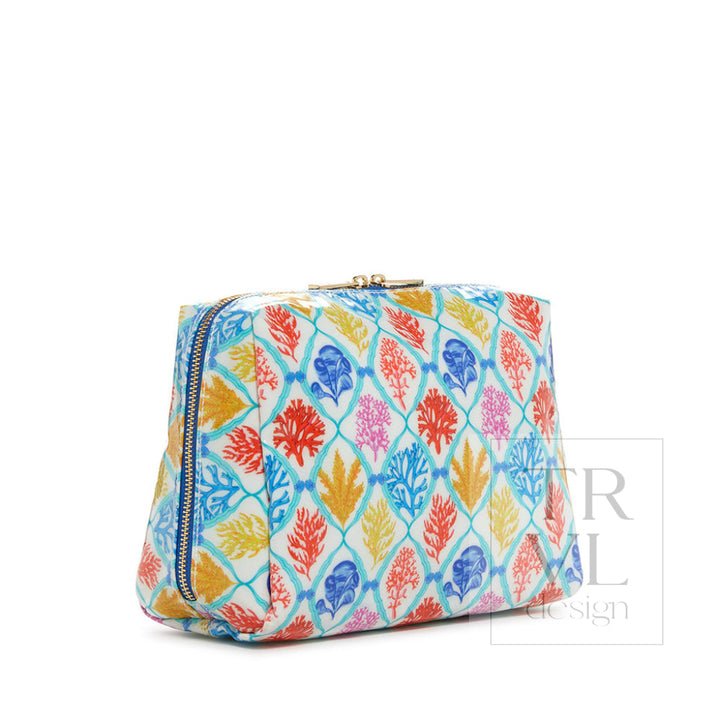 Luxe Gloss Double Zip Lg - Aqua Coral Cosmetic &amp; Toiletry Bags
