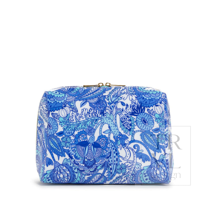 Luxe Gloss Double Zip Lg - Blue Paisley Cosmetic &amp; Toiletry Bags