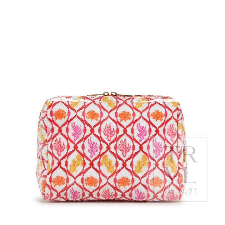 Luxe Gloss Double Zip Lg - Red Coral Cosmetic &amp; Toiletry Bags