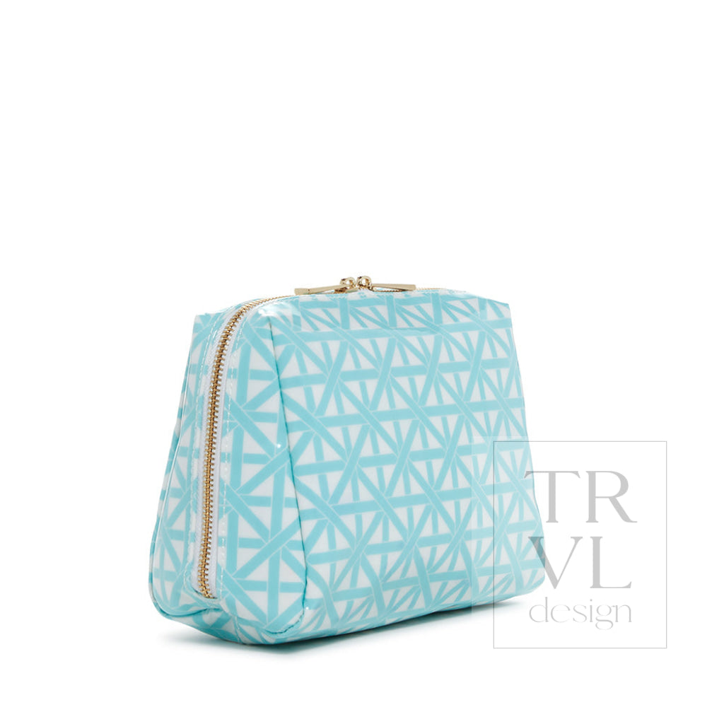 Luxe Gloss Double Zip Med - Trellis Aqua Cosmetic &amp; Toiletry Bags