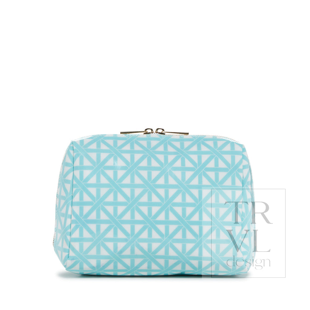 Luxe Gloss Double Zip Med - Trellis Aqua Cosmetic & Toiletry Bags