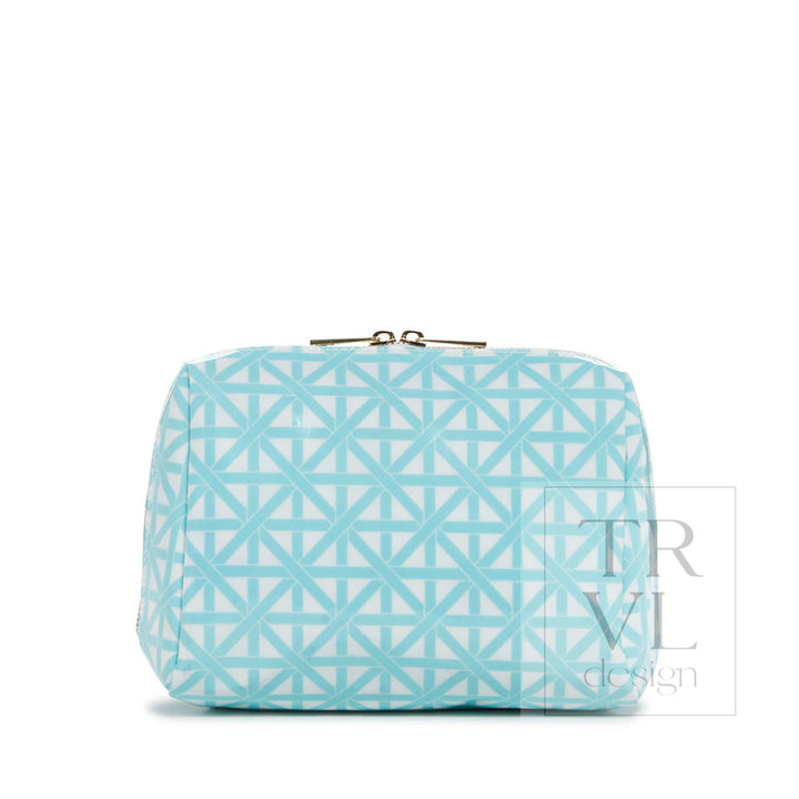 Luxe Gloss Double Zip Med - Trellis Aqua Cosmetic &amp; Toiletry Bags