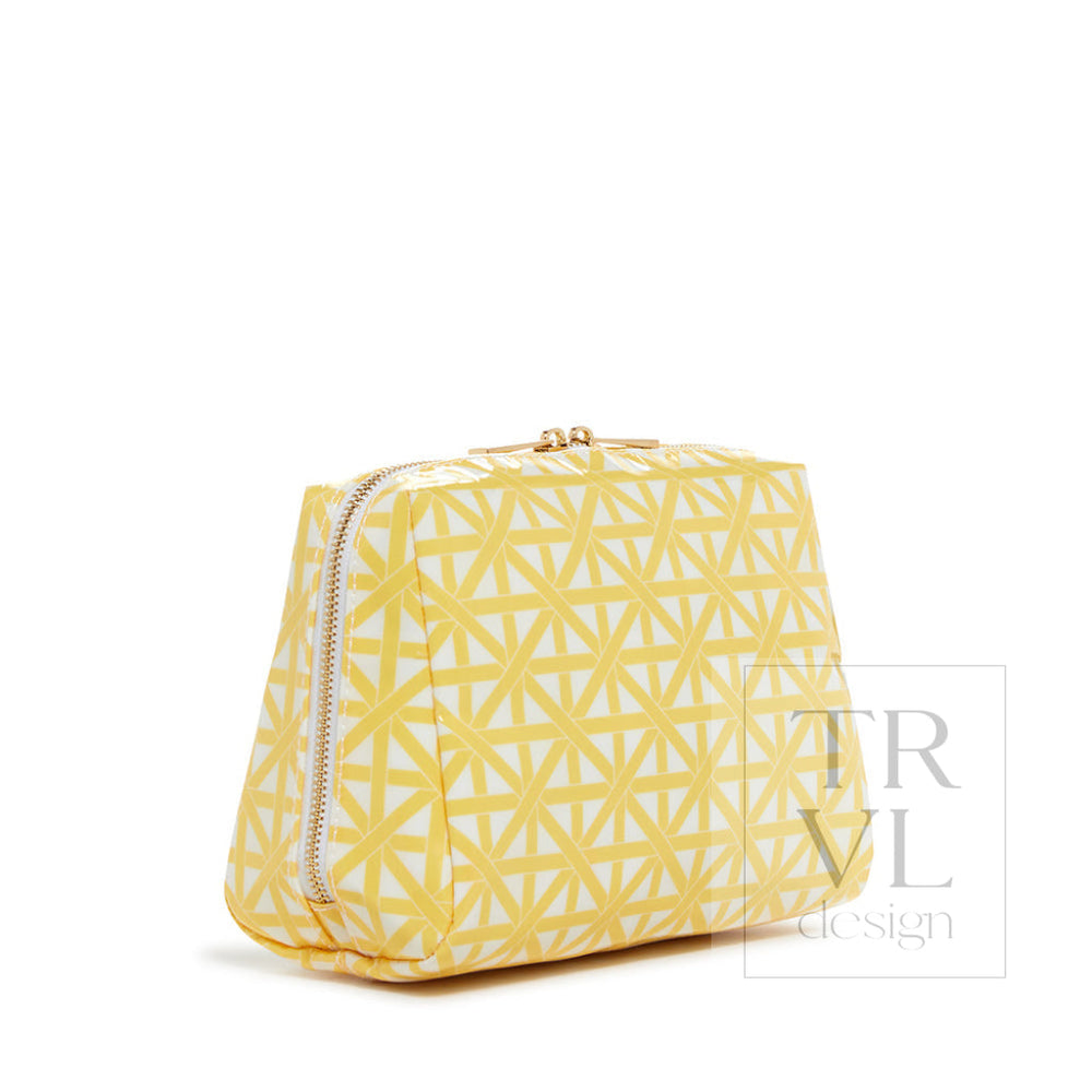Luxe Gloss Double Zip Med - Trellis Lemon Cosmetic & Toiletry Bags