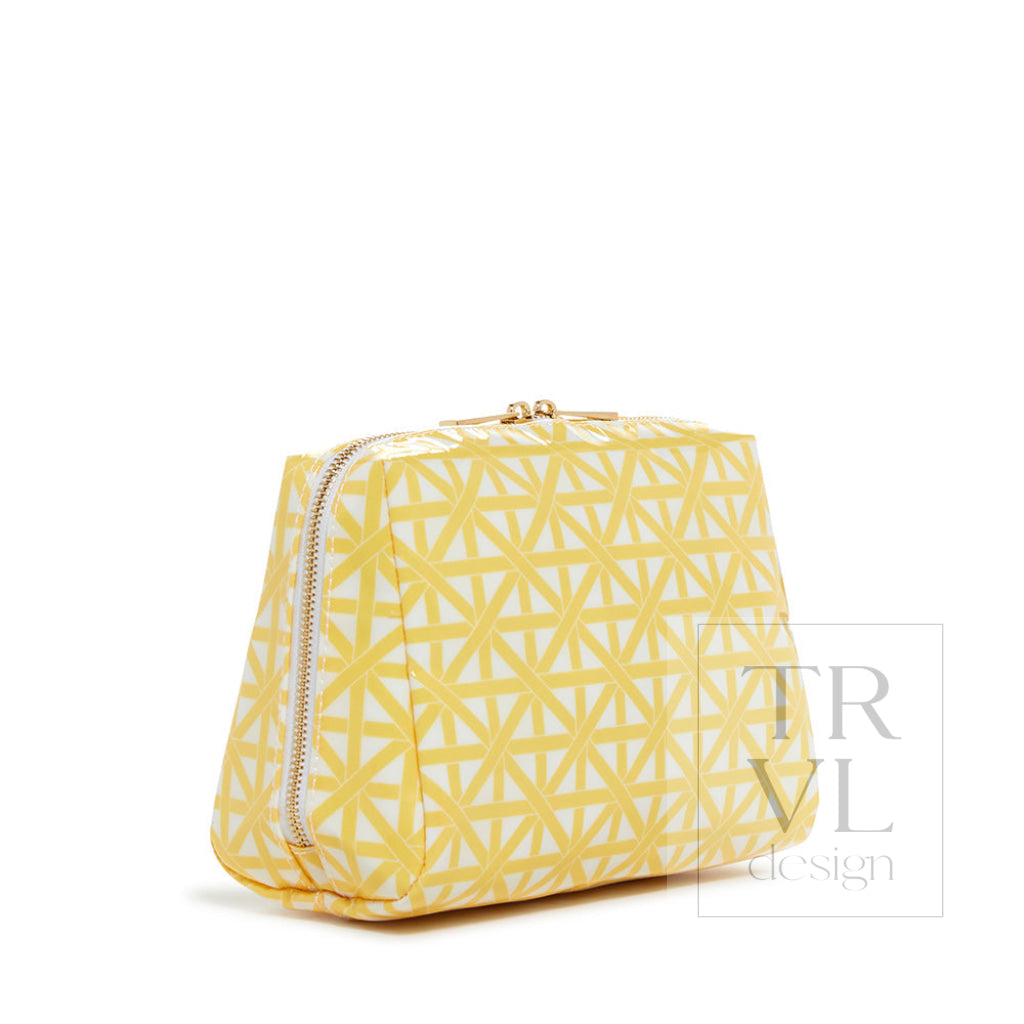 Luxe Gloss Double Zip Med - Trellis Lemon Cosmetic &amp; Toiletry Bags
