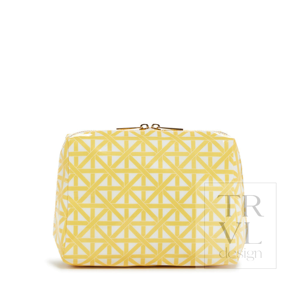 Luxe Gloss Double Zip Med - Trellis Lemon Cosmetic & Toiletry Bags