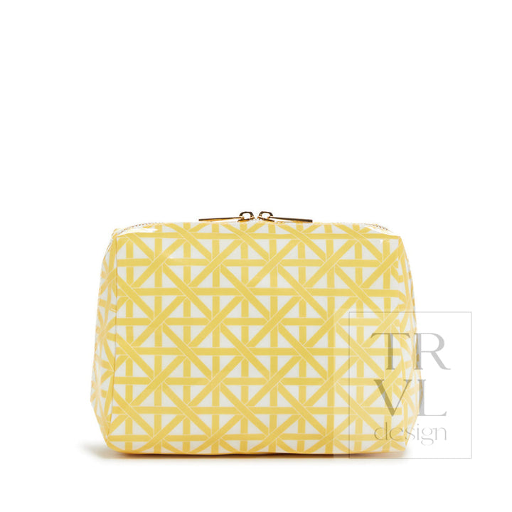 Luxe Gloss Double Zip Med - Trellis Lemon Cosmetic &amp; Toiletry Bags