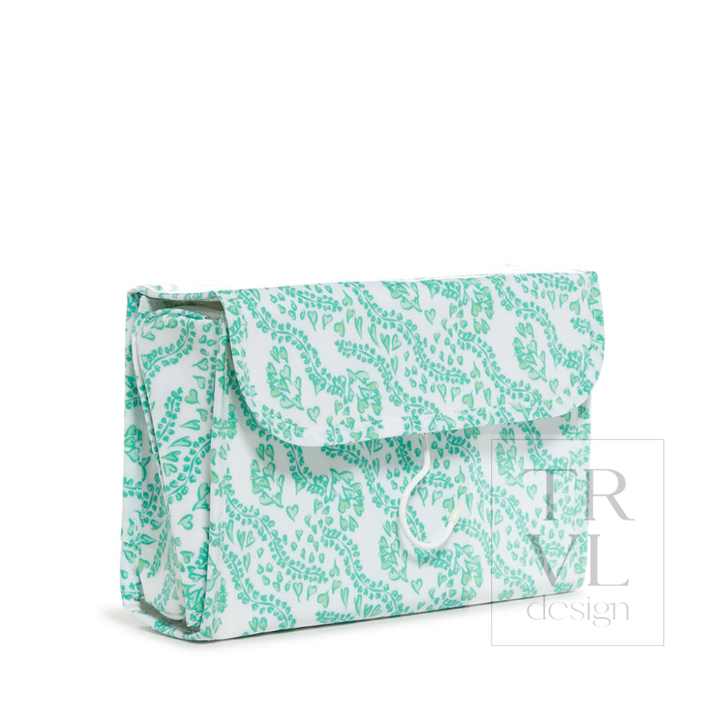 Luxe Gloss Hanging Toiletry Case - All Heart Kelly Green Cosmetic & Bags