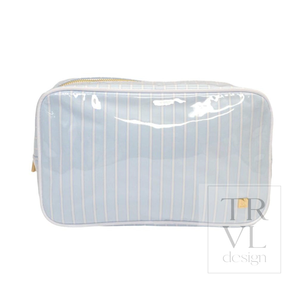 LUXE GLOSS OVERLAY XL GLAM + GO GLAM COASTAL SET - SKY STRIPE (Light Blue) - Cosmetic &amp; Toiletry Bags